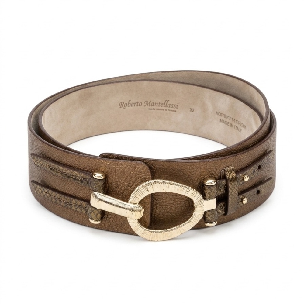 Roberto Mantellassi Handmade in Italy Bronze Leather Belt Sz M